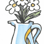en vase med blomster